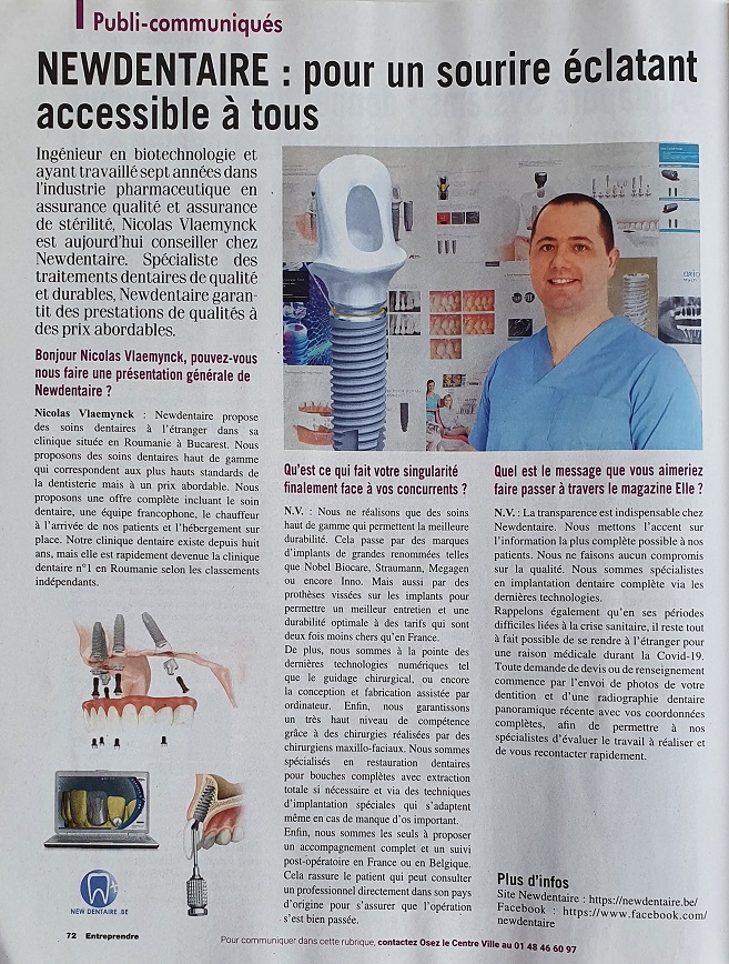 Article Entreprendre Newdentaire
